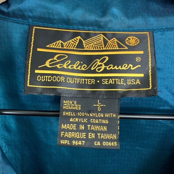 Eddie Bauer Vintage 90s Pullover Windbreaker Jacket Blue Rain Retro Mens Large - Picture 7 of 7